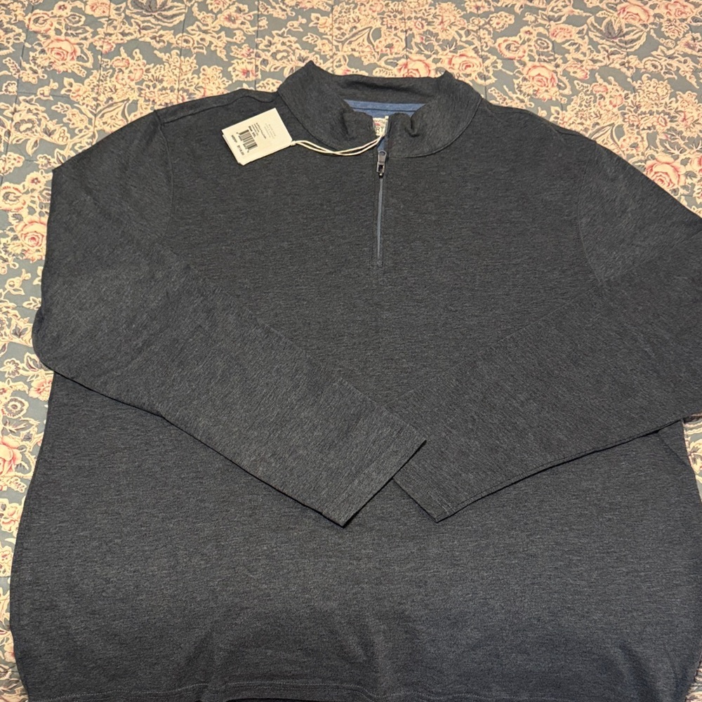 NWT/Faherty Grey Quarter-Zip L/S Shirt - Picture 6 of 7
